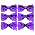 6x Purple Glitter Sequin Small Bow Tie Bulk Pack - Shiny Fancy Dress Costume Party