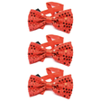 3x Red Glitter Sequin Small Bow Tie Bulk Pack - Shiny Fancy Dress Costume Party
