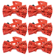 6x Red Glitter Sequin Small Bow Tie Bulk Pack - Shiny Fancy Dress Costume Party