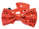 Red Glitter Sequin Small Bow Tie - Shiny Fancy Dress Costume Party