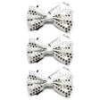 3x Silver Glitter Sequin Small Bow Tie Bulk Pack - Shiny Fancy Dress Costume Party
