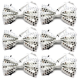 6x Silver Glitter Sequin Small Bow Tie Bulk Pack - Shiny Fancy Dress Costume Party