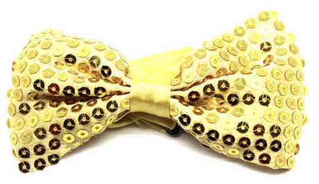 3x Yellow Glitter Sequin Small Bow Tie Pack - Shiny Fancy Dress Costume Party