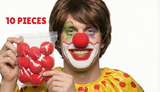 10x Red Soft Sponge Clown Noses Bulk Pack - Circus/Halloween (Costume Accessory)
