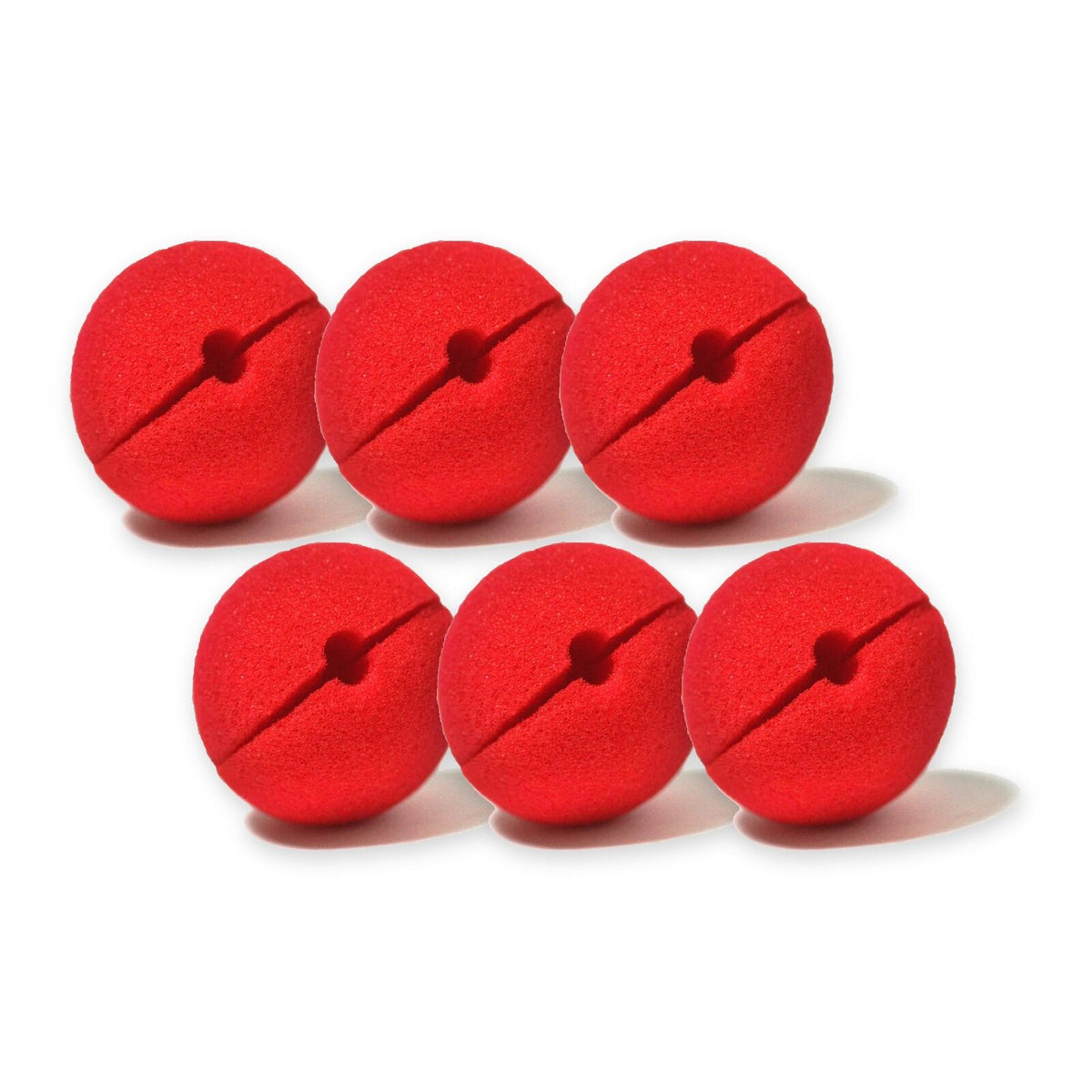 6x Red Soft Sponge Clown Nose - Circus/Halloween (Costume Accessory)