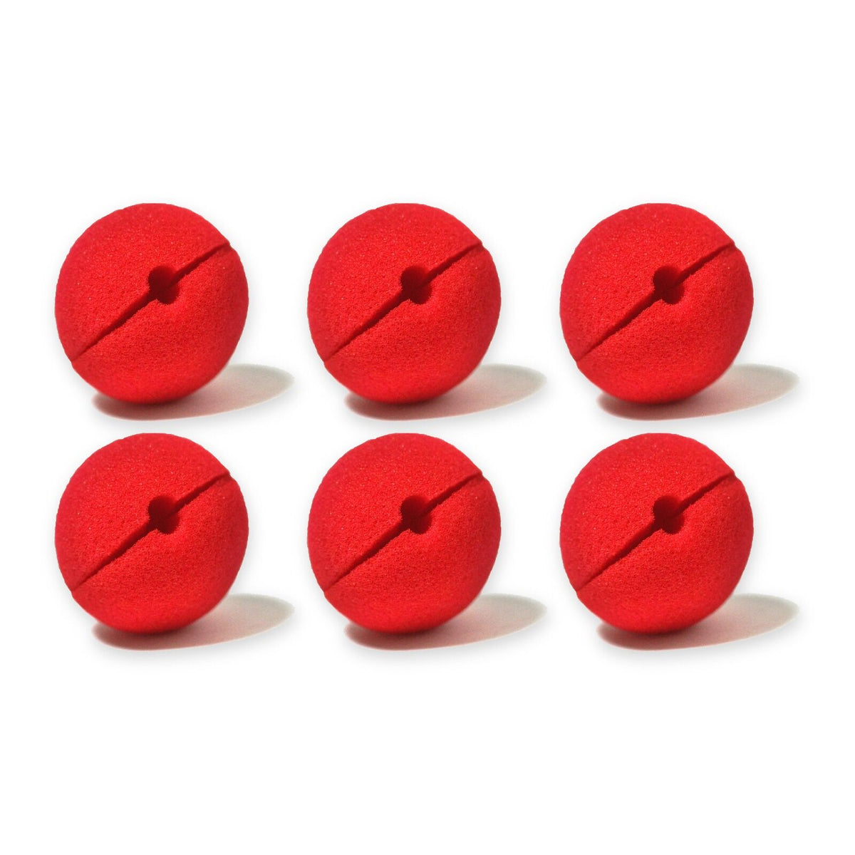 6x Red Soft Sponge Clown Nose - Circus/Halloween (Costume Accessory)
