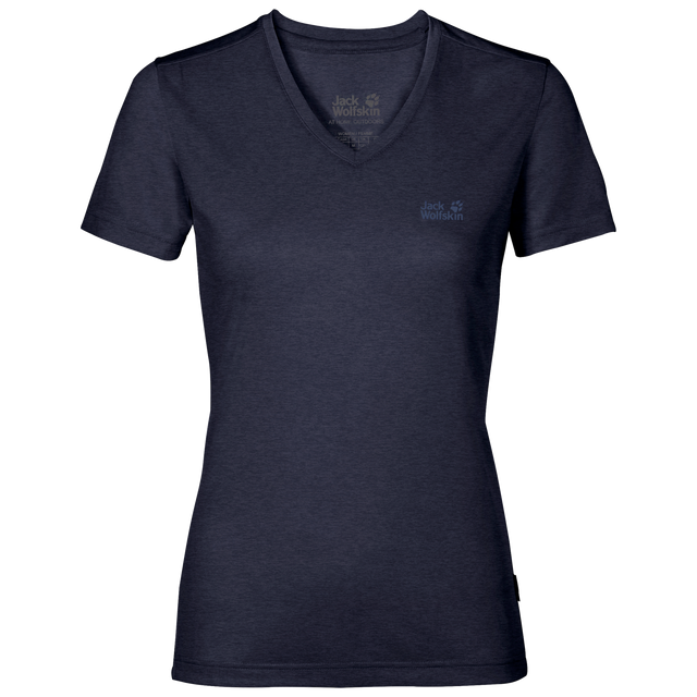 Jack Wolfskin Womens Crosstrail T-Shirt - Short Sleeve Base Layer Top - Midnight Blue