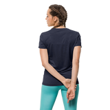 Jack Wolfskin Womens Crosstrail T-Shirt - Short Sleeve Base Layer Top - Midnight Blue