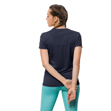 Jack Wolfskin Womens Crosstrail T-Shirt - Midnight Blue (Short Sleeve Base Layer Top)