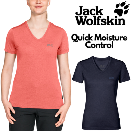 Jack Wolfskin Womens Crosstrail Short Sleeve Top T Shirt Base Layer Warm - Midnight Blue