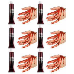 6x Fake Blood Gel Bulk Pack - Zombie/Vampire Halloween Make Up (Horror Accessory)