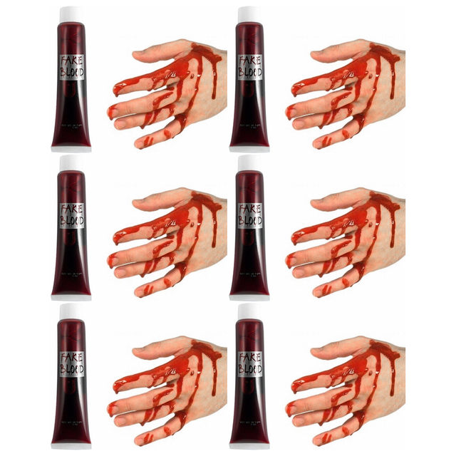 6x Fake Blood Gel Bulk Pack - Zombie/Vampire Halloween Make Up (Horror Accessory)
