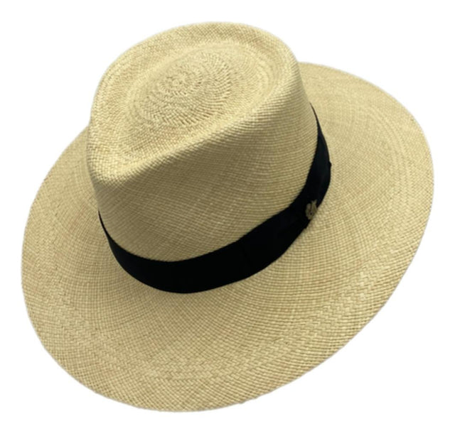Jacaru 1802 Australian Toquilla Straw Panama Hat - Black Grosgrain Ribbon & UPF 30 (Handwoven in Ecuador) - Natural