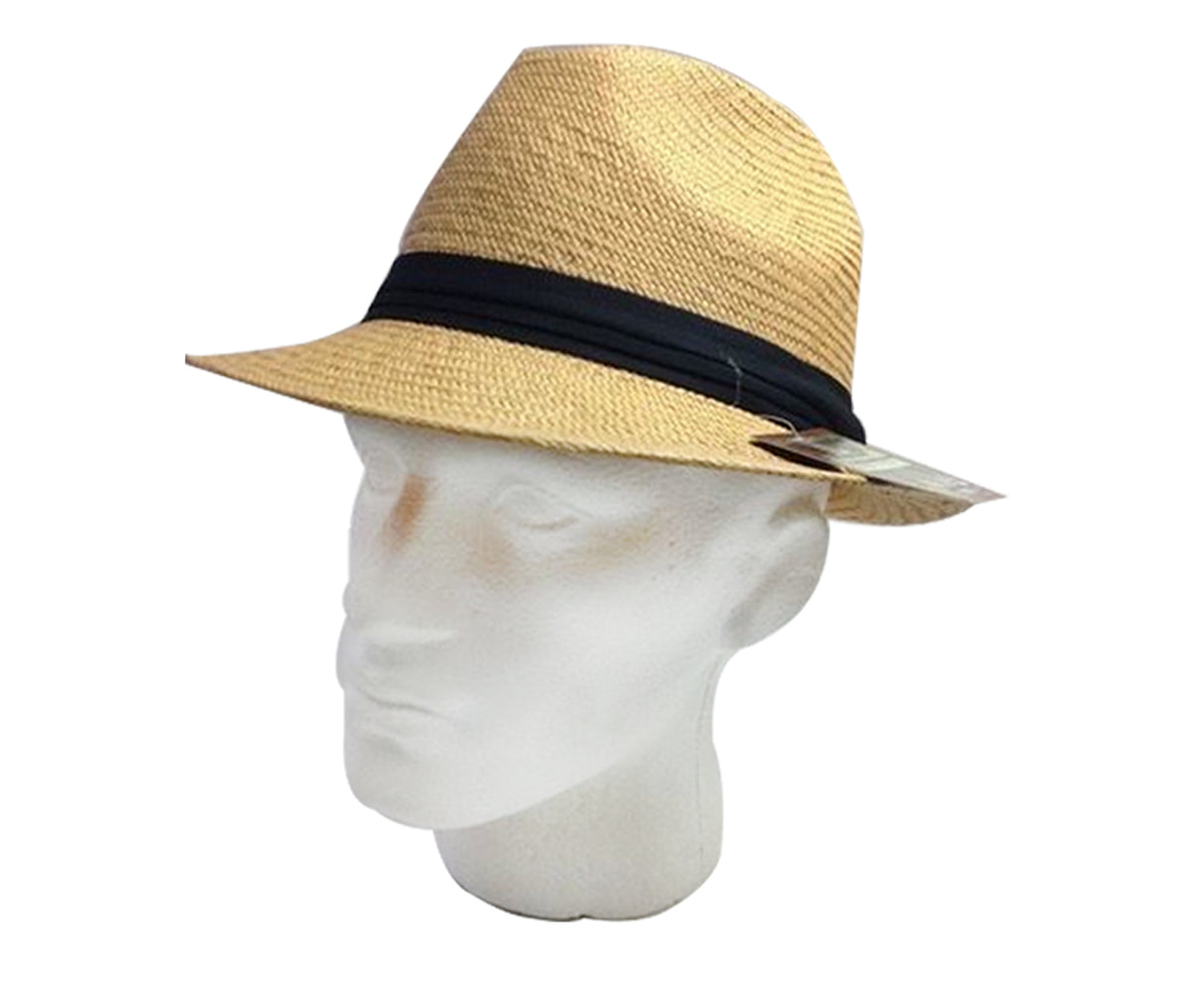 MELBOURNE HATS Fedora  Ecuadorian Palm Straw Hat Handwoven Summer Panama Trilby - Putty - XX-Large (61cm)
