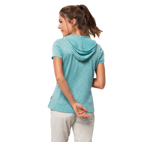 Jack Wolfskin Womens Travel Hoody Top Hoodie T Shirt Comfortable Tee - Aqua - XS