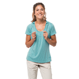 Jack Wolfskin Womens Travel Hoody Top Hoodie T Shirt Comfortable Tee - Aqua - XS