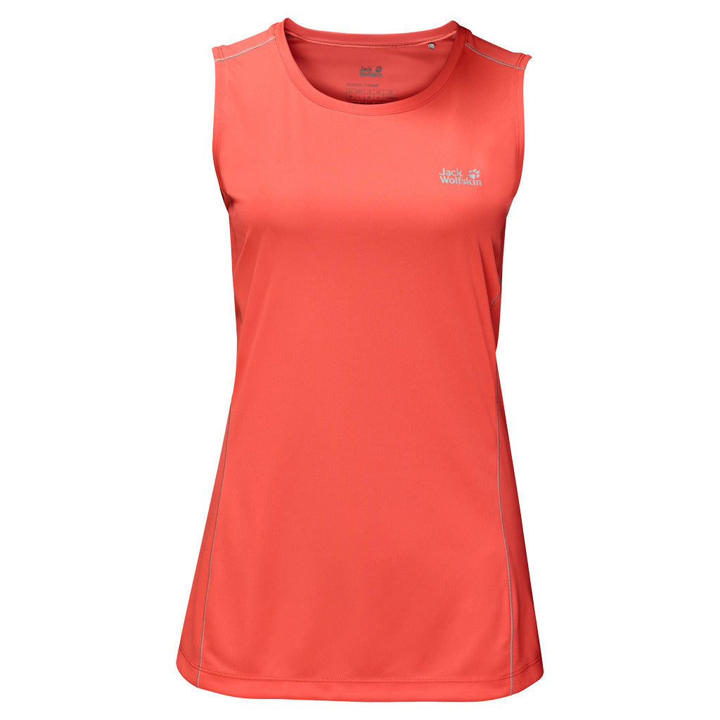 Jack Wolfskin Womens Singlet Tank Top - Hot Coral (Sleeveless Sports/Running Top)