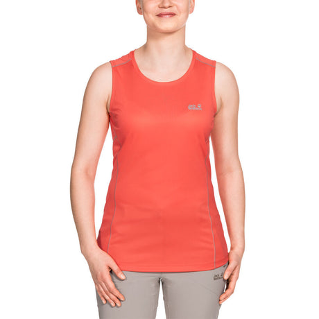 Jack Wolfskin Womens Singlet Tank Top - Hot Coral (Sleeveless Sports/Running Top)