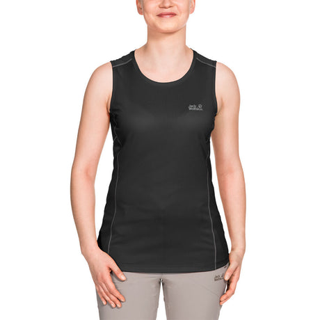 Jack Wolfskin Womens Singlet Tank Top - Black (Sleeveless Sports/Running Top)
