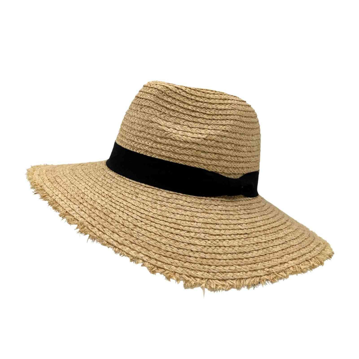 Jacaru 1814 Raffia Palm Straw Wide Brim Hat - Beige (One Size Fits Most Vegan Friendly)