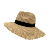 Jacaru 1814 Raffia Palm Straw Wide Brim Hat - Beige (One Size Fits Most Vegan Friendly)