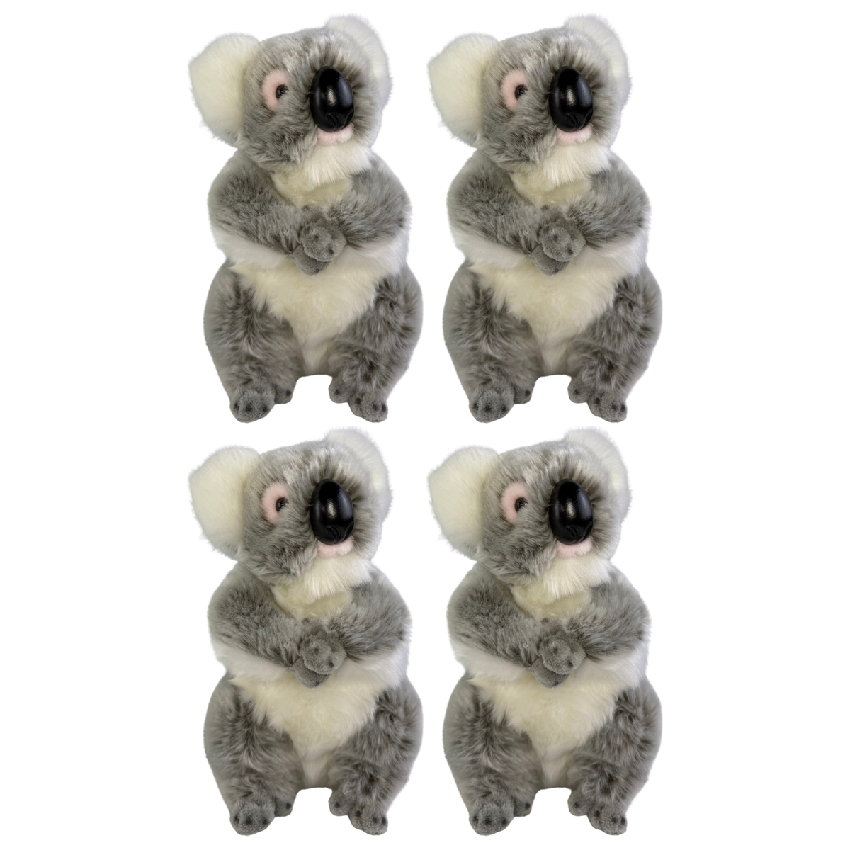 4x Bocchetta Tinker 23cm Standing Koala Plush Toy Bulk Pack - Grey (Australian Stuffed Animal Souvenir Gift)