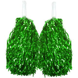 Set of 12 Pairs Green Metallic Cheerleading Pom Poms Bulk Pack w/ Easy-Grip Handles (Australia Day/Sports)