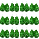 Set of 12 Pairs Green Metallic Cheerleading Pom Poms Bulk Pack w/ Easy-Grip Handles (Australia Day/Sports)