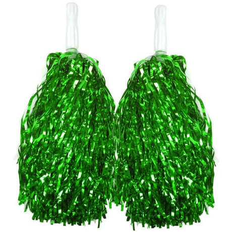 12-Pack Green & Yellow Metallic Cheerleading Pom Poms - 6 Green + 6 Yellow Pairs (Australia Day/Sports)