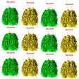 12-Pack Green & Yellow Metallic Cheerleading Pom Poms - 6 Green + 6 Yellow Pairs (Australia Day/Sports)