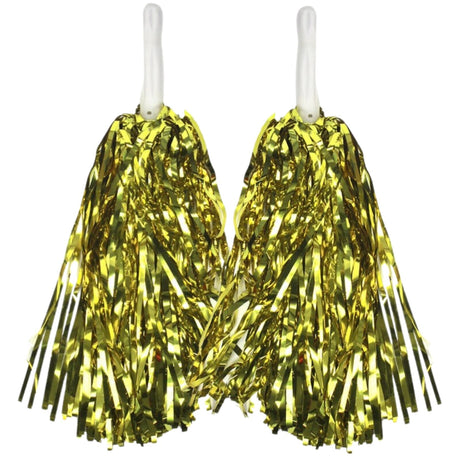 24-Pack Green & Yellow Metallic Cheerleading Pom Poms - 12 Green + 12 Yellow Pairs (Australia Day/Sports)