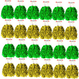 24-Pack Green & Yellow Metallic Cheerleading Pom Poms - 12 Green + 12 Yellow Pairs (Australia Day/Sports)