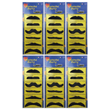 6x Brown 70s Fake Adhesive Moustache Bulk Pack - Props (Halloween Costume & Fancy Dress)