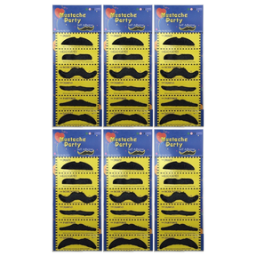 6x Brown 70s Fake Adhesive Moustache Bulk Pack - Props (Halloween Costume & Fancy Dress)