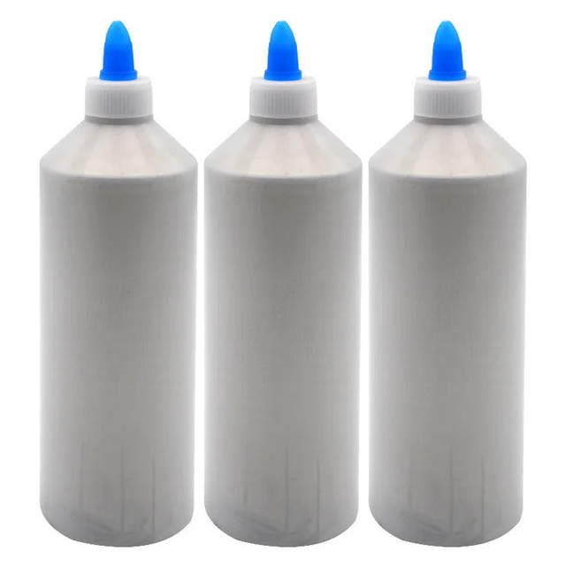 3x 500ml White PVA Glue Bottle - High Strength (Wood, Craft and Paper) (Bulk Pack)