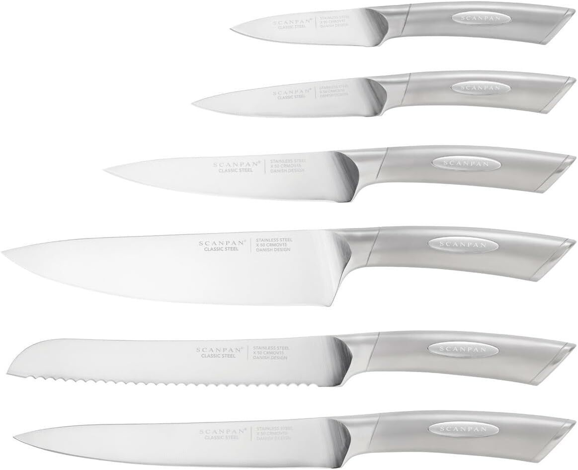 Scanpan Classic Steel Step 7 Piece Knife Block Set in Silver