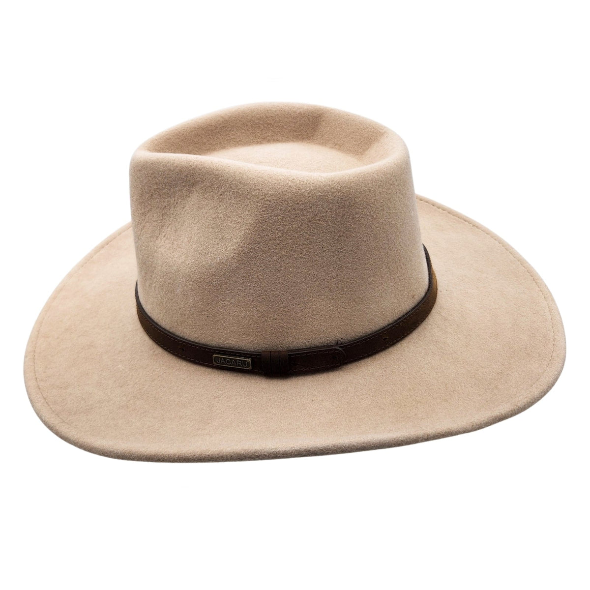 Jacaru 1840 Australia Classic Fine Wool Felt Hat - Pinched Crown & Leather Hatband (Crushable & Water Repellent)