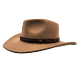 Jacaru 1842 Texas Crushable Wool Felt Hat - Pinched Crown & Leather Hatband (Travel Packable)