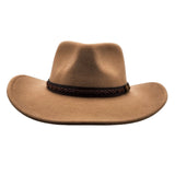 Jacaru 1842 Texas Crushable Wool Felt Hat - Pinched Crown & Leather Hatband (Travel Packable)