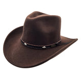 Jacaru 1846 Mustang Wool Felt Hat - Wide Brim Pinched Crown & Nubuck Hatband (Water Repellent)