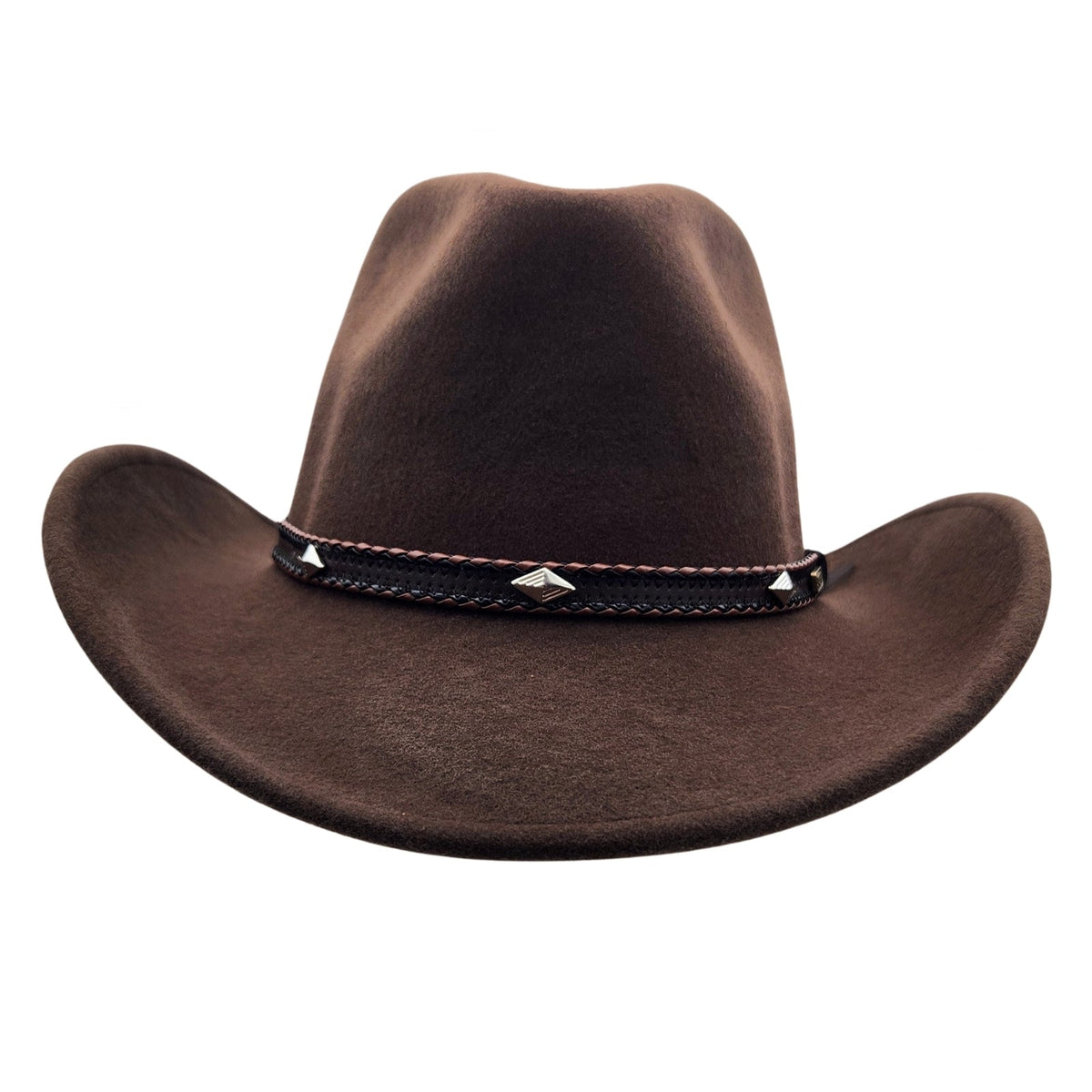 Jacaru 1846 Mustang Wool Felt Hat - Wide Brim Pinched Crown & Nubuck Hatband (Water Repellent)