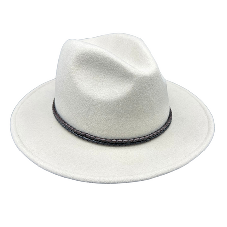 Jacaru Australian Wool Fedora Hat Outback 100% Wool Crushable Travel - Cream