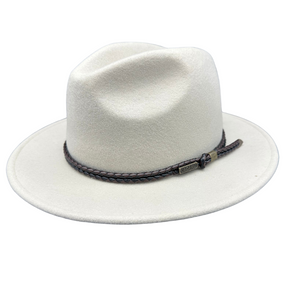 Jacaru 1847 Outback Fedora Hat - Cream (100% Australian Wool Travel Crushable Hat)