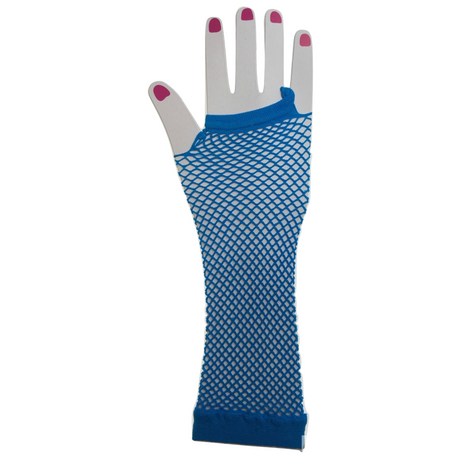 FISHNET GLOVES Fingerless Elbow Length 70s 80s Womens Costume Party Dance - Fluro Yellow