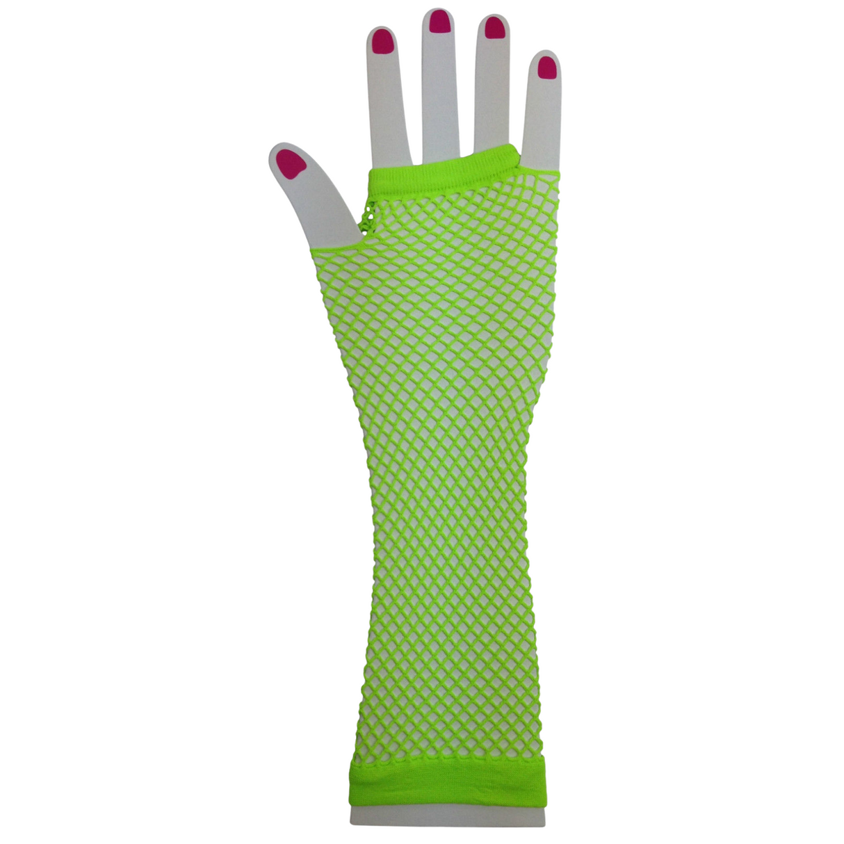 FISHNET GLOVES Fingerless Elbow Length 70s 80s Womens Costume Party Dance - Hot Pink