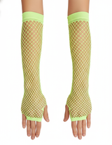 Yellow Long Fishnet Gloves - Fingerless Elbow Length (70s & 80s Costume/Party)