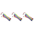 3x Vertical Rainbow Stripe Fishnet Gloves Pack - Fingerless Wrist Length (80s Costume/Mardi Gras)