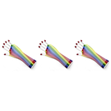 3x Vertical Rainbow Stripe Fishnet Gloves Pack - Fingerless Wrist Length (80s Costume/Mardi Gras)