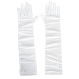 Classic Sheer Ruched Tulle Mesh Elbow Length Gloves in White - 40cm Long
