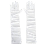 3x Classic Sheer Ruched Tulle Mesh Elbow Length Gloves Pack - White (40cm Long)